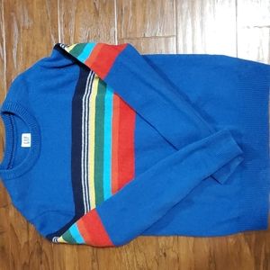 GAP blue red green stripes cotton wool crewneck sweater  boys size Medium